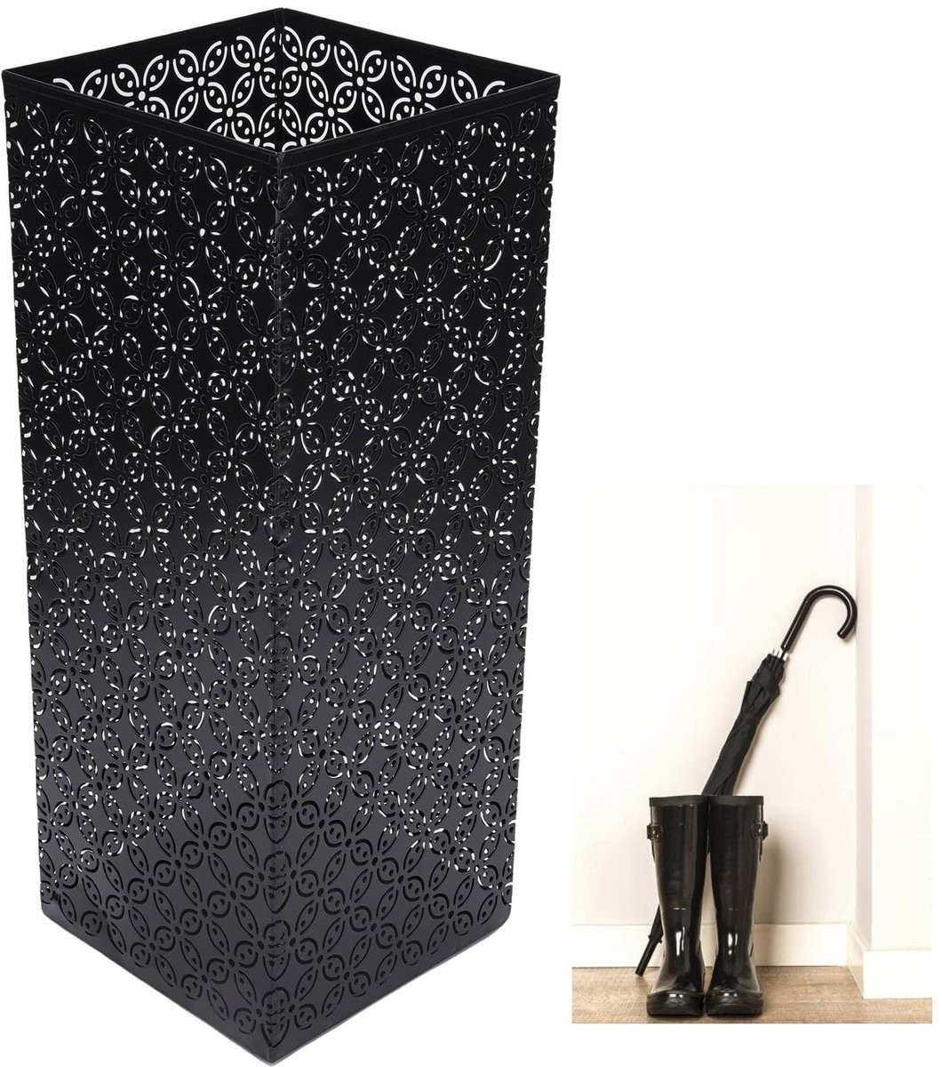 Merkloze metalen mesh paraplu houder in zwart voor professionals