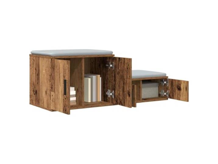 KTHLBRH Alter Holzschrank 108 x 41 x 40 cm Mehrschichtholz Scharniertüren, 2 Einlegeböden, schwarze Griffe, modernes Design, einfache Montage