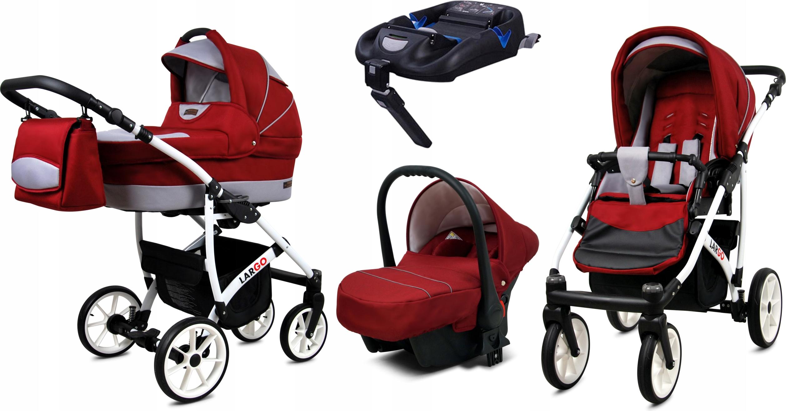 BabyLux Largo | 4in1 Kinderwagen Set | Chili Silver | Kombikinderwagen | Kinderwagenset | Isofi