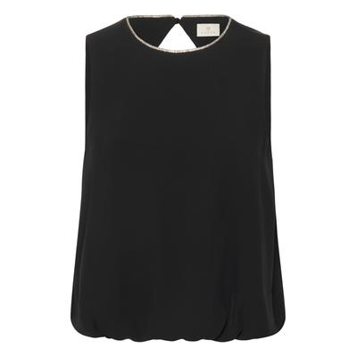 Kurzarmbluse KAFFE "Damen Kurzarm-Bluse KAolga", Damen, Gr. 40, schwarz (schwarz deep), Obermaterial: 100% Polyester PES., Blusen