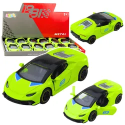 Sportwagen mit Rückziehmechanismus, Metall, Neongrün, Maßstab 1:43