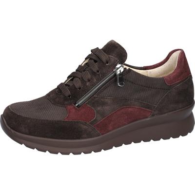 Schnürschuh WALDLÄUFER "K-Sunny", Damen, Gr. 6 (39), Leder Textil, dunkelbraun, kombiniert, Lacklederimitat, Leder, Veloursleder, Schuhe Schnürschuh, Keilsneaker, Bequemschuh, Komfortschuh in Weite K = extraweit