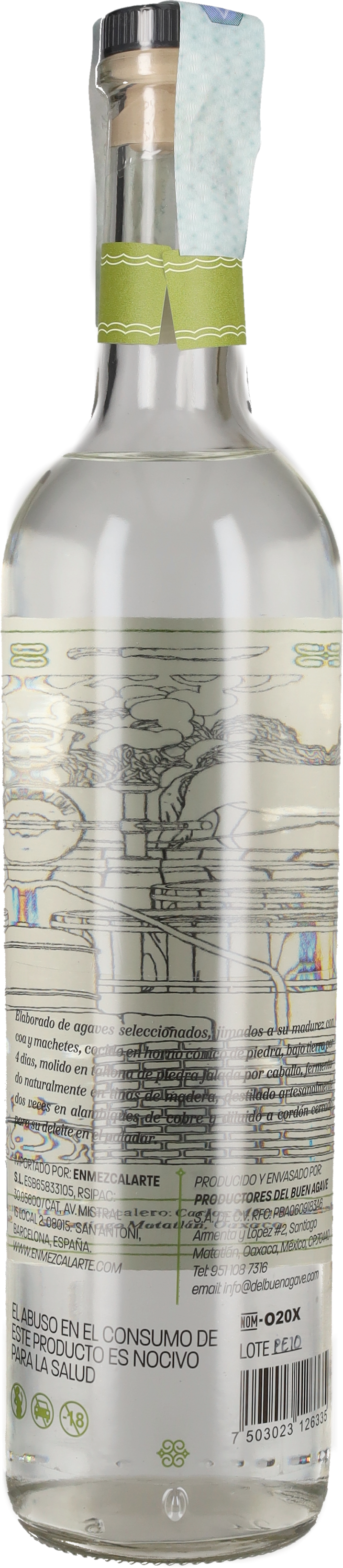 Productores del Buen Agave Mezcal Artesanal Espadin Palomo