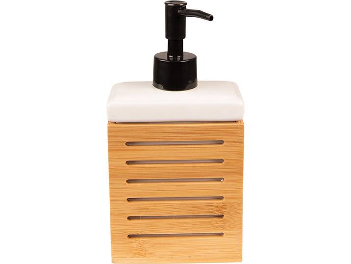 Clayre & Eef Zeepdispenser 10x6x19 cm Bruin Wit Keramiek