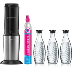 CRYSTAL 3.0 Wassersprudler titan, Vorteilspack inkl 3x Glasflasche, 1x Quick-Connect Zylinder