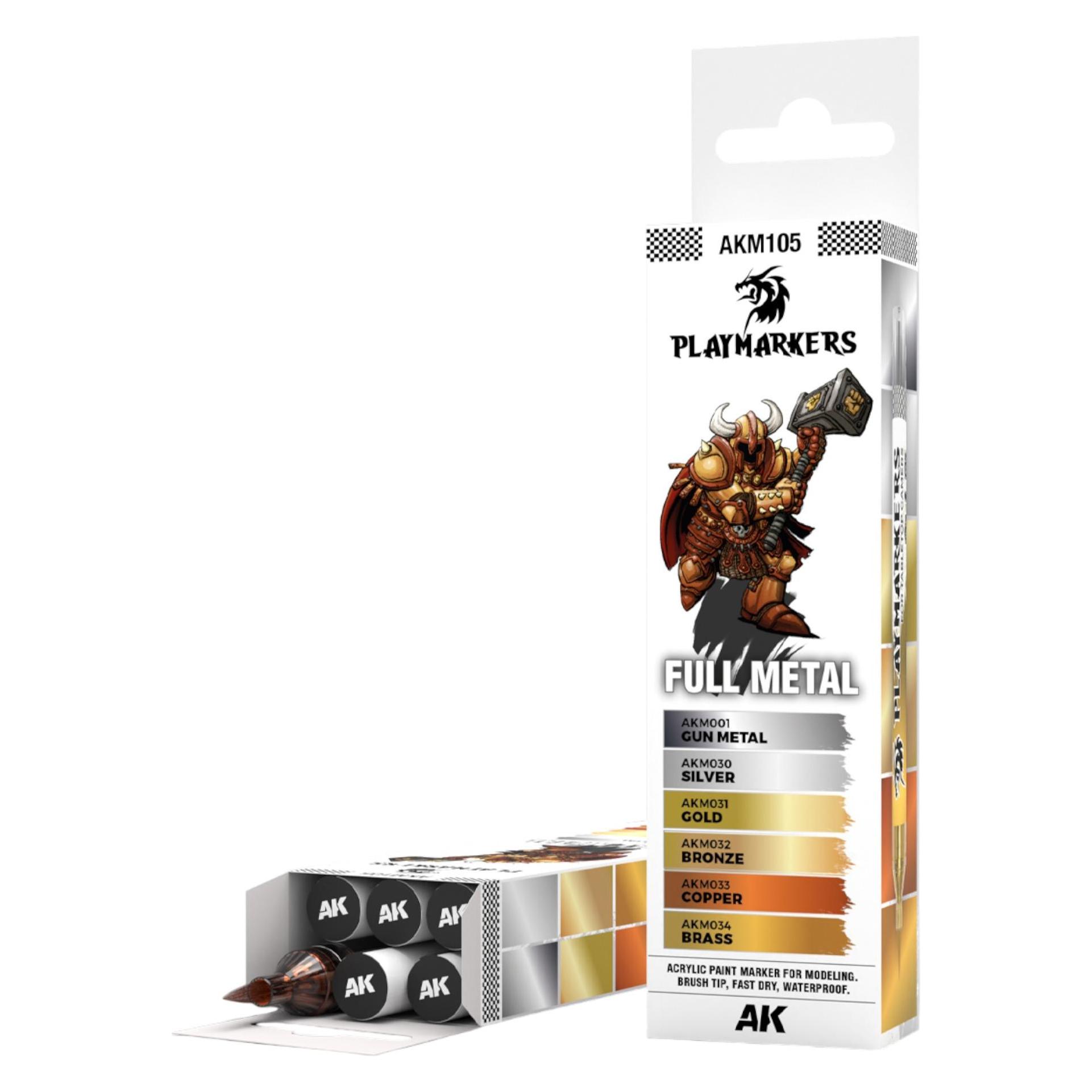 AK Interactive - Playmarker Set Full Metal (6 Markers) (6x) (AKM105)