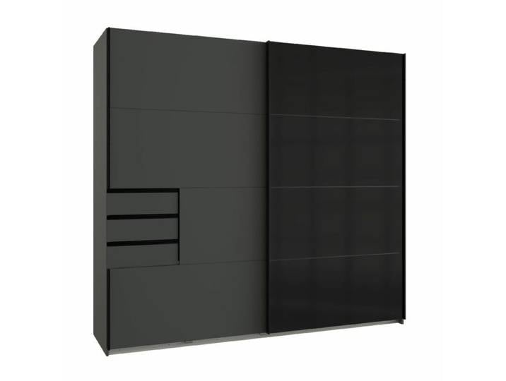 Wimex Saigon Schwebetürenschrank 2-türig mit Glaselementen - Glas schwarz Modern