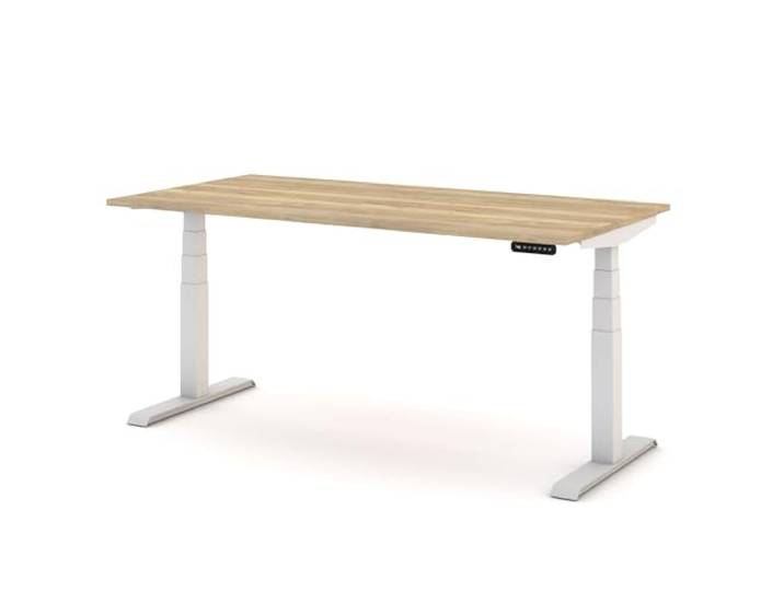 ASSMANN Kinderschreibtisch höhenverstellbar, Pitino, 140x70cm, TÜV-geprüft stufenlose, elektrische Höhenverstellung von 52-121 cm, für Kinder & Erwachsene, 5 Jahre Garantie, Eiche Natura/Weiß
