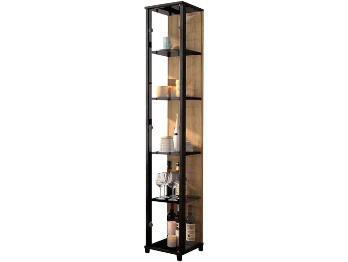 Vitrine FIF MÖBEL OPTIMA , schwarz (schwarz, wildeiche), B:31,5cm H:172cm T:32cm, Holzwerkstoff, Sicherheitsglas ESG, Schränke, Vitrine, Standvitrine, Vitrinenschrank, Glasvitrine, Sammlervitrine
