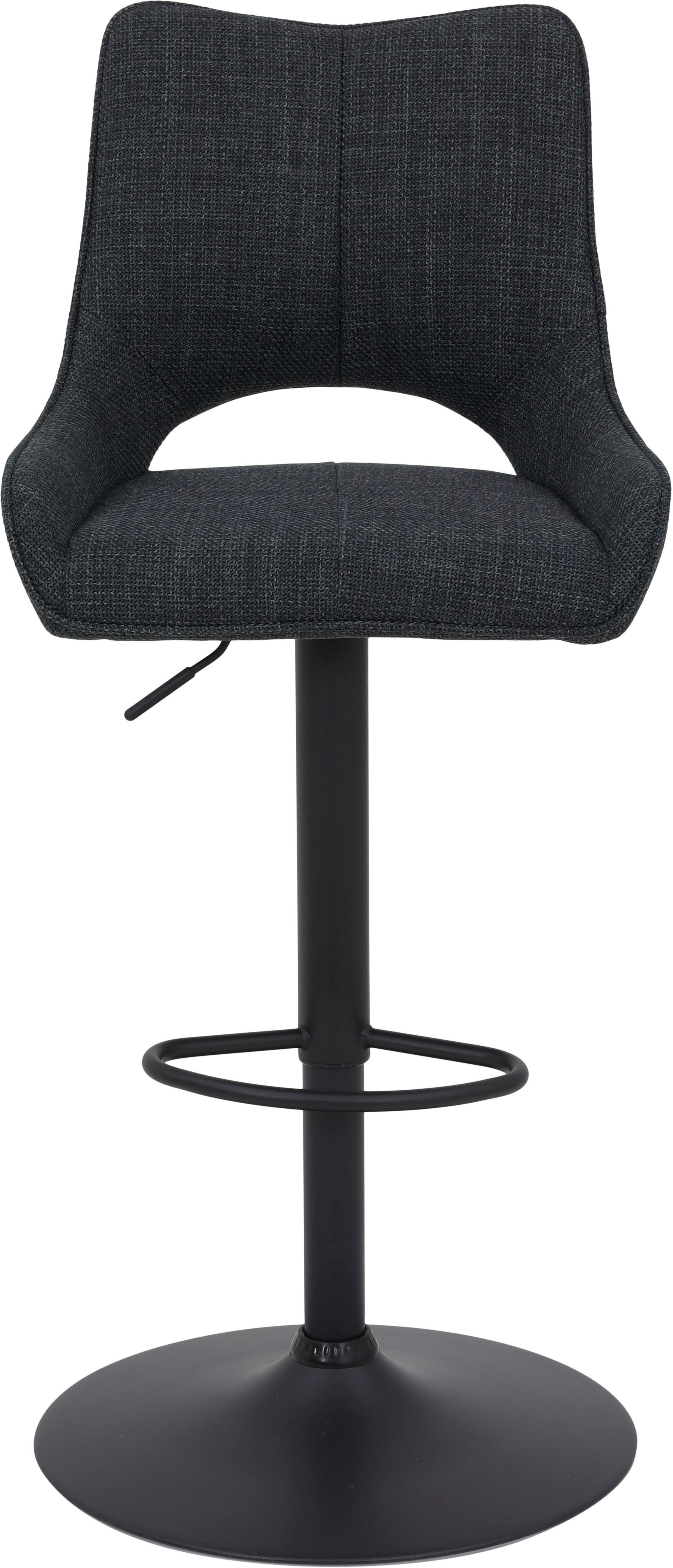 Barhocker HELA "ROCKPORT", grau (anthrazit), B:50cm H:96cm T:57cm, 100% Polyester, Hocker, Barhocker, drehbar,höhenverstellbar,Gasdruckfeder,Rückenausschnitt,Tellerfuss anthrazit B/H/T: 50cm x 96cm x 57cm, Microfaser Webstoff, 2 Barhocker