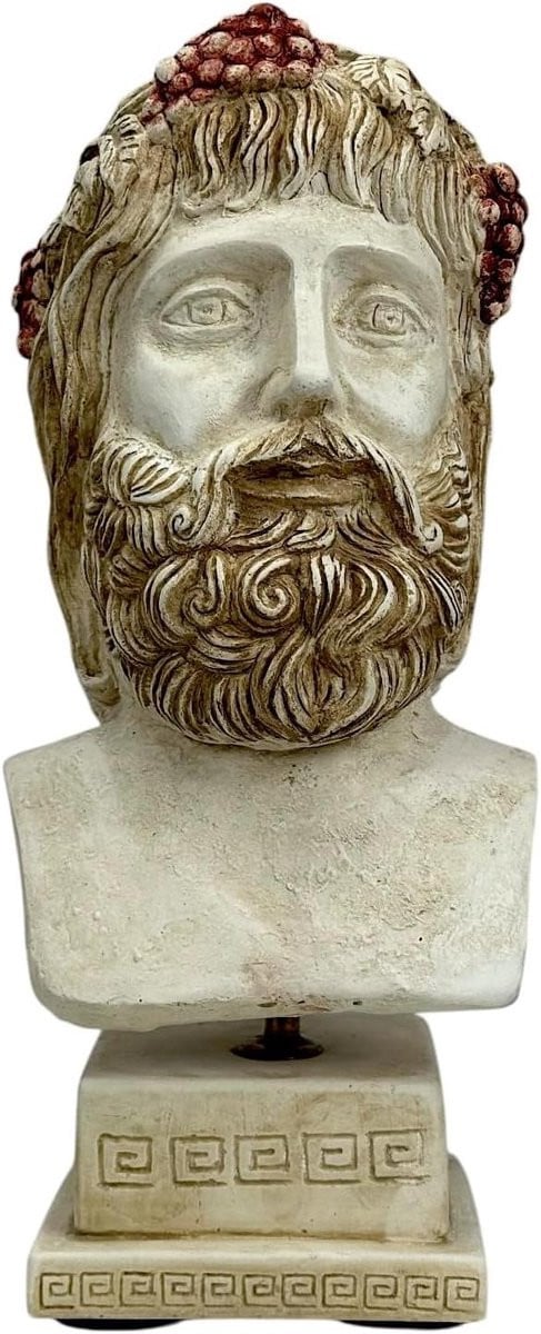 Handgemaakte Buste Griekse God in Patina - Klassieke Plaster Decoratie - Hoogte: 35 cm