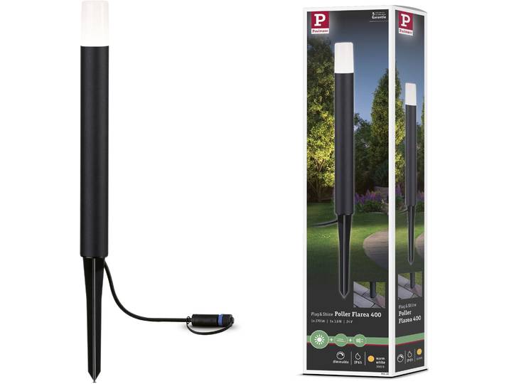 LED Pollerleuchte PAULMANN Flarea , schwarz, H:40cm Ø:4,5cm, Leuchten, LED Pollerleuchte, LED-Modul