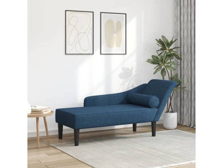 SALE 2026  Fauteuil long Bleu - Chaise longue avec coussins bleu tissu PRO261608125