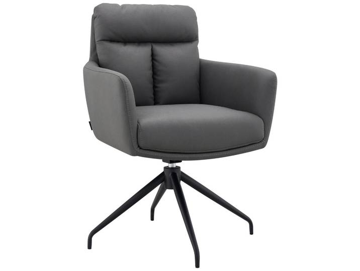 Novel Armlehnstuhl, Grau, Schwarz, Metall, Textil, Drehkreuz, 62x89.5x65 cm, Stoffauswahl, Sitzfläche 360° drehbar, Gestellauswahl, automatische Rückholfunktion, Esszimmer, Stuhl, Polsterstühle