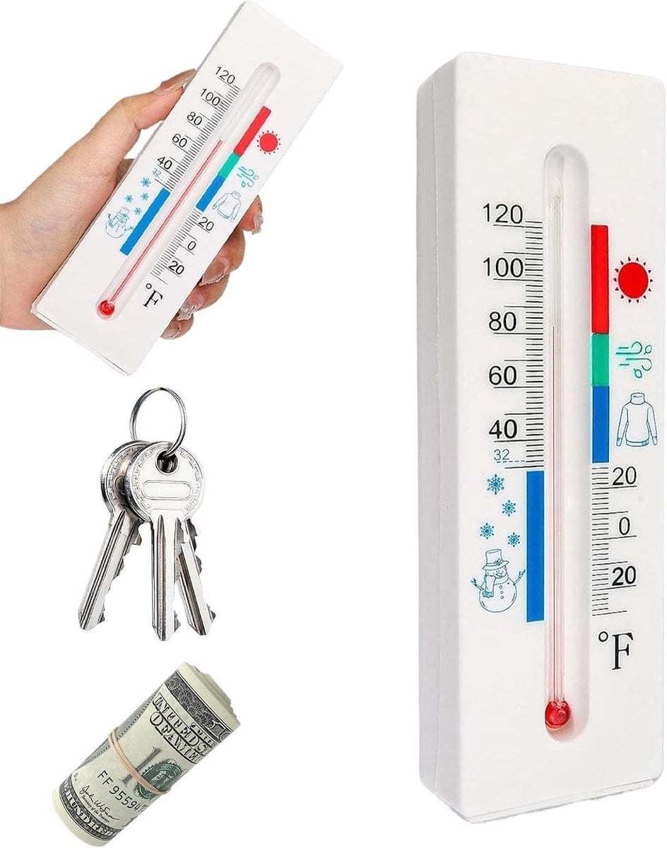 Sleutelkluis Thermometer Grijs - Waterdichte en stofdichte geheime opbergbox van 16 cm lang