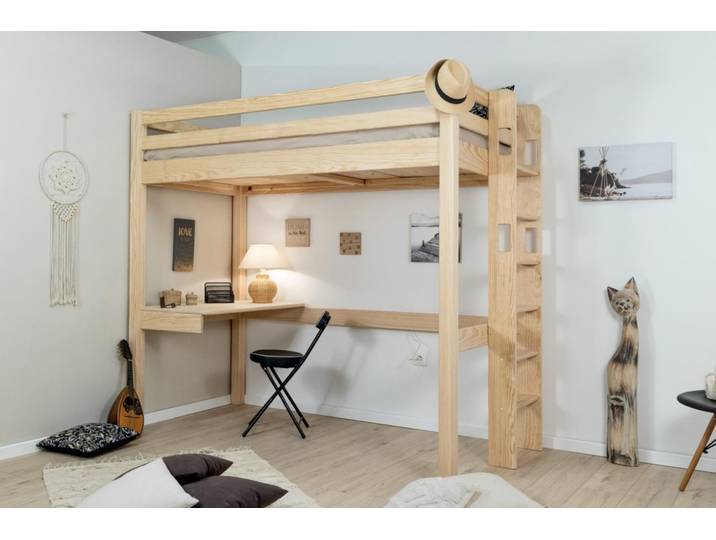 Mezzanine haute 90x190 avec espace petit bureau CARLIT