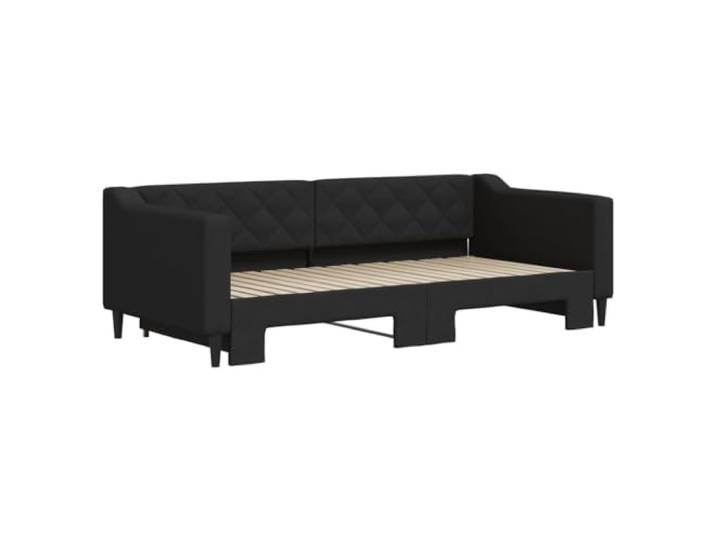 KTHLBRH Ausziehbares Schlafsofa, schwarz, 90 x 190 cm, aus Stoff Gestell aus Holz und Metall, modernes Design, 2 notwendige Matratzen, Lattenrost inklusive