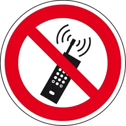 Dreifke® Verbotsschild Mobiltelefone verboten, ASR/ISO, Folie, selbstklebend, Ø 400mm