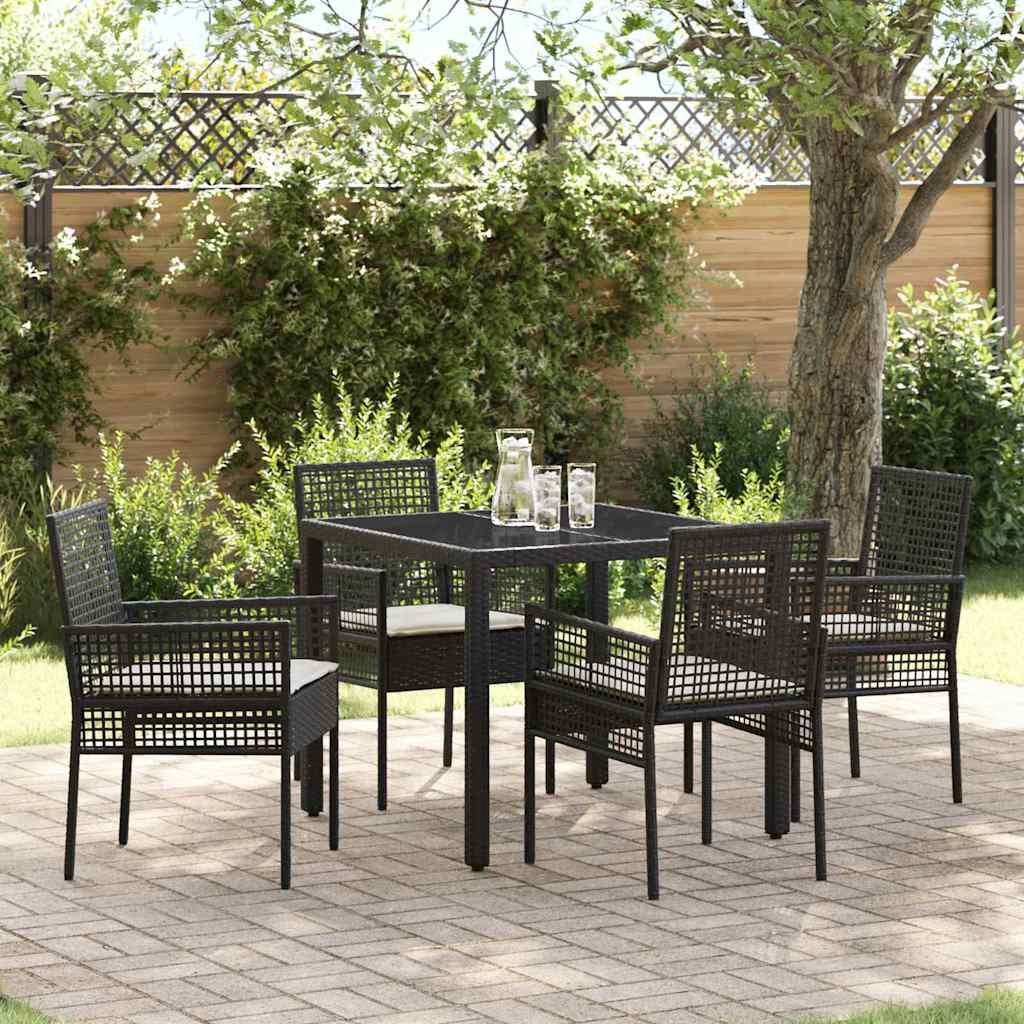 Prolenta Tuinset voor buiten, 5-delig, zwart, van polyrotan