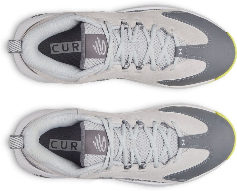 Basketballschuh UNDER ARMOUR "CURRY 3Z 25 SDE", Herren, Gr. 44, grau (halo gray, lumin gelb, titan gray), Leder, Synthetik, Textil, Schuhe Basketballschuh halo gray, lumin gelb, titan gray 44