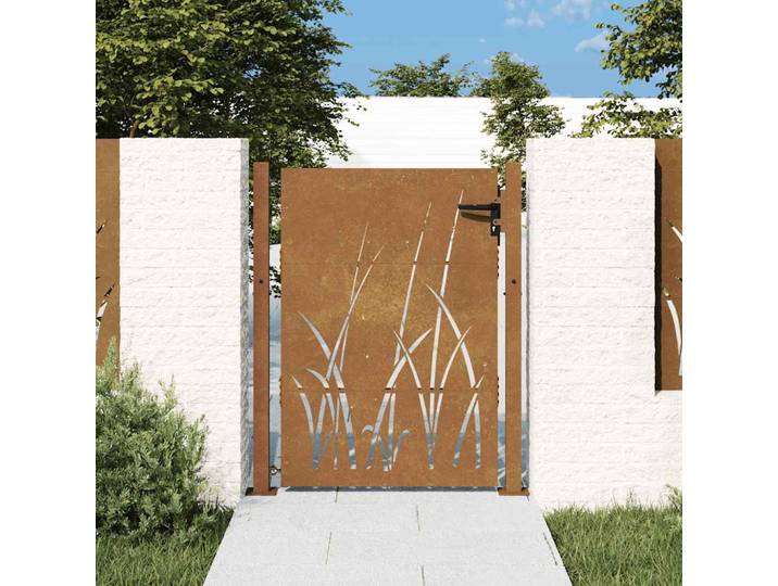 vidaXL Gartentor 100x150 cm Cortenstahl Gras-Design