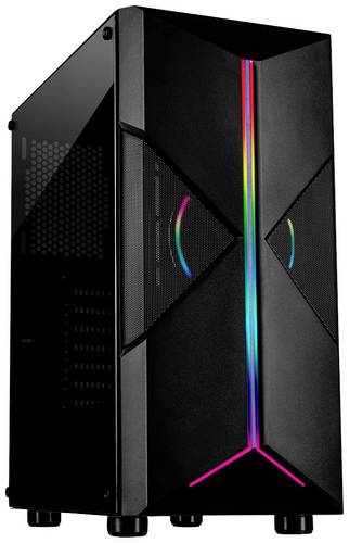 Inter-Tech IT-3306 Cavy Midi - RGB Midi-Tower Gaming-Gehäuse Schwarz Seitenfenster, Staubfilter, Integrierte Beleuchtung