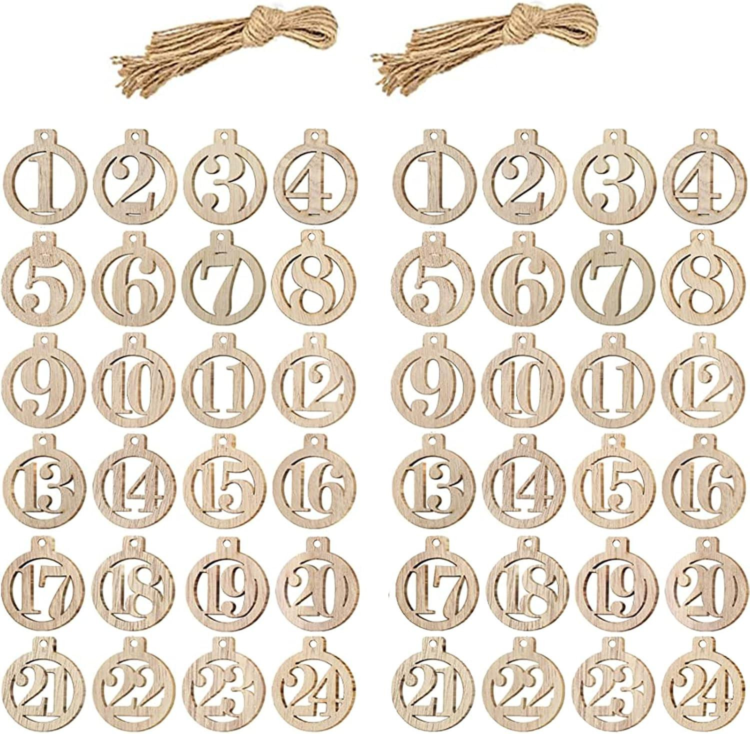 oCreon Adventskalender Houten Cijfers en Hangers - 2 Sets voor Knutselen