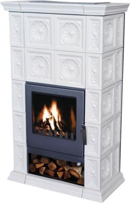 Kaminofen Kachelofen DOMOFIRE Verona Keramik weiß knochenfarbe 8 kW
