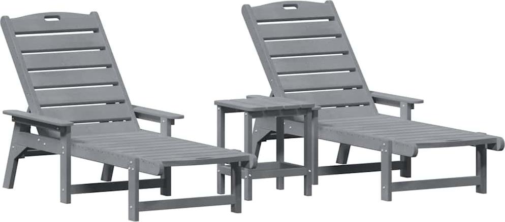 vidaXL Sonnenliege 3 stk. Polyethylen Hellgrau