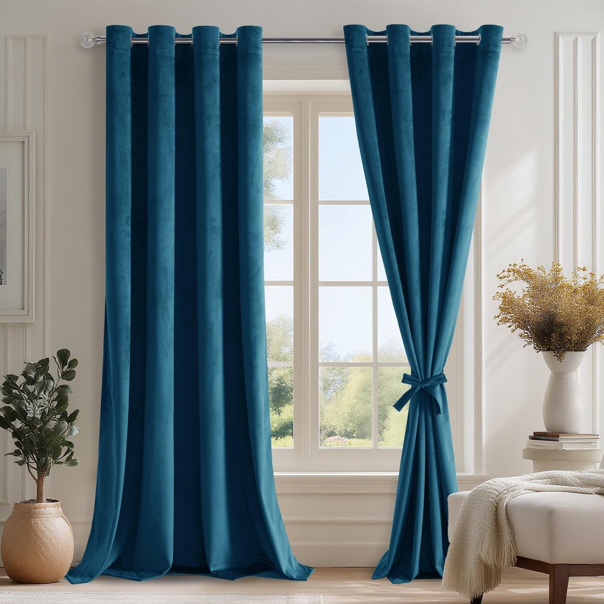 Solidchoice Navy Blue Velvet Gordijn Set van 2 - Blackout - B/D/H: 260 x 140 cm