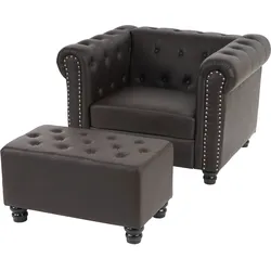 Luxus Sessel Loungesessel Relaxsessel Chesterfield Kunstleder ~ runde Füße, braun