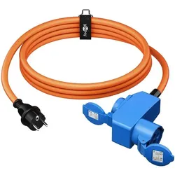 goobay Camping Adapterleitung 1.5 m IP44 Schukostecker CEE-Buchse orange
