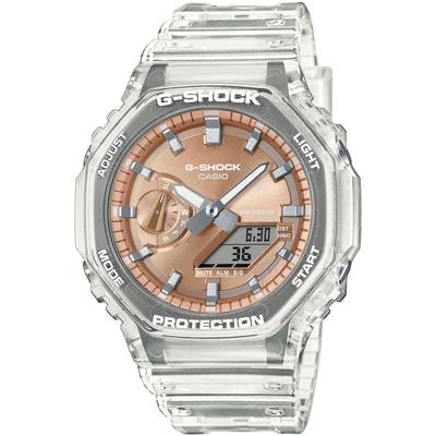 Chronograph CASIO G-SHOCK, transparent (transparent, roségoldfarben), Armbanduhren, Herren, Chronograph, Quarzuhr,Armbanduhr,Herrenuhr, digital,bis 20bar wasserd. Resinarmband