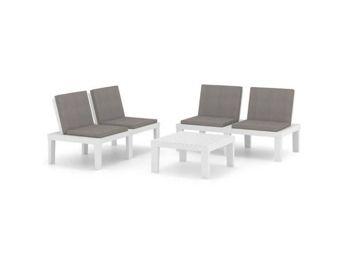 VD Salon de jardin 3 pcs avec coussins Plastique Blanc Mobilier outdoor @EU1095BONE
