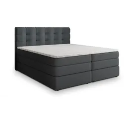 BOXSPRINGBETT AREZI 140x200 cm mit Matratze und Topper - Graphitfarben