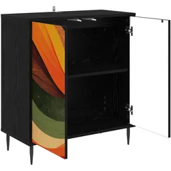 vidaXL, Kommode + Sideboard, Sideboard BONN Schwarz Eichen-Optik 69 x 33 x 76 cm (33 x 69 x 76 cm)