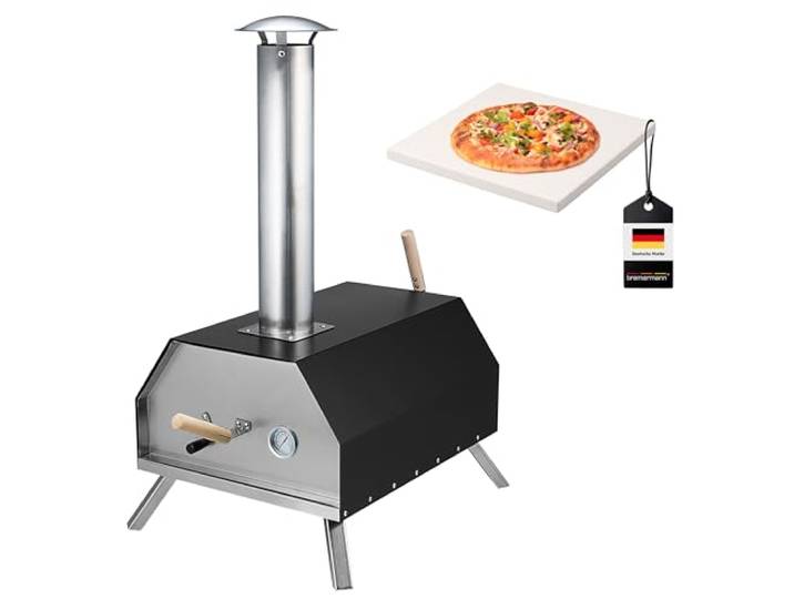 bremermann Pizzaofen inkl. Pizzastein 30x2x30 cm // für Brikett, Kohle, Pellets