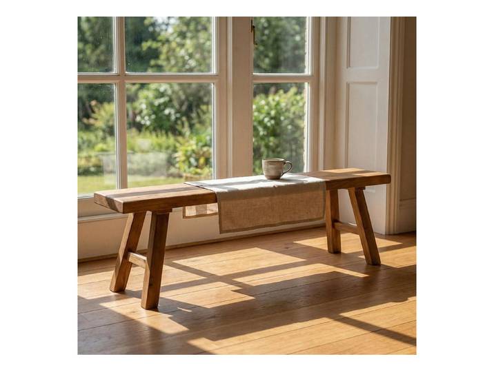LuxusKollektion Bettbank Bank Massivholz Rustikal 180x26x45cm (1-St)