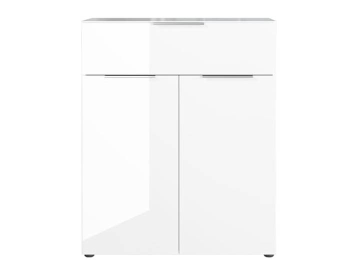 Lomadox Kommode Schrankkommode Anrichte Glasfront 83cm breit in weiß