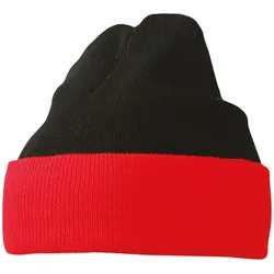 Myrtle Beach Unisex 2-farbige Strickmütze Mütze MB7550 black/red one size