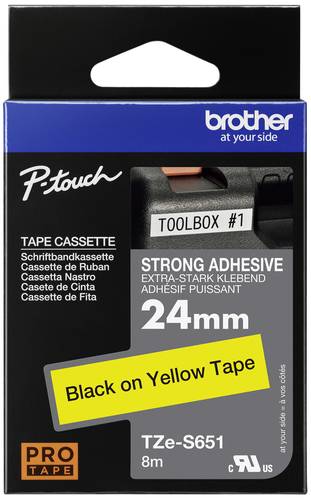 Brother TZe TZe-S651 Bandfarbe: Gelb Schriftfarbe:Schwarz 24mm 8m