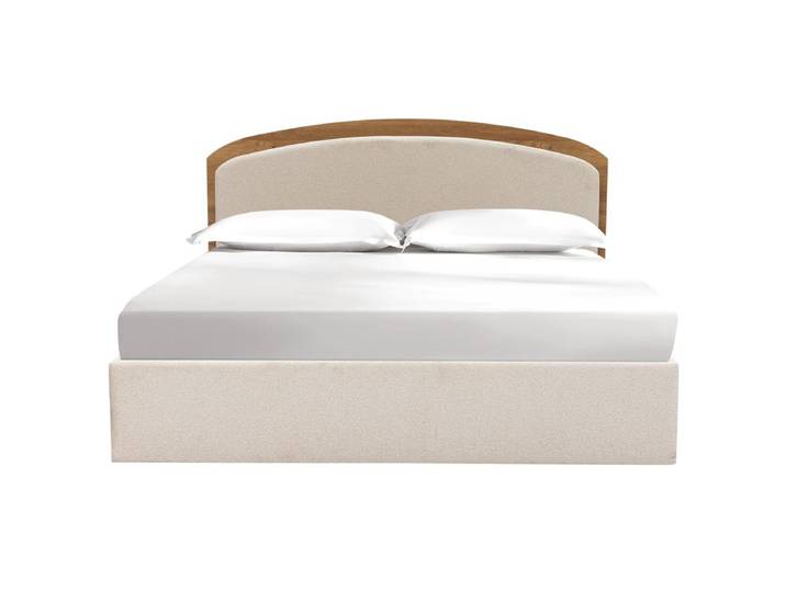 Lit coffre 140x190 cm EOLE tissu et imitation chêne