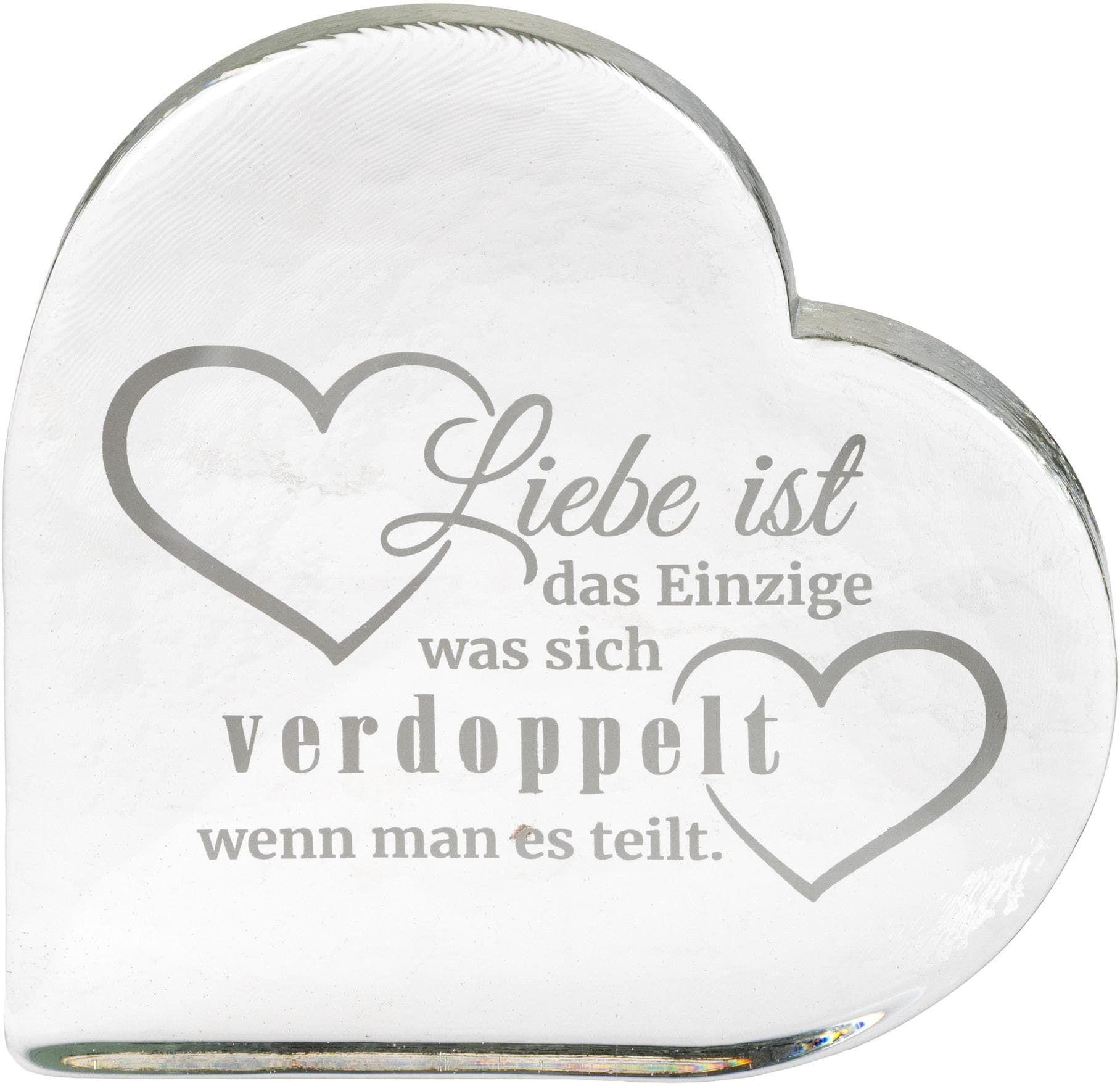 Dekofigur GLASI HERGISWIL "Herz Liebe ist.. 146 x 146 mm", transparent, Glas, Dekofiguren, Dekofigur transparent Einheitsgröße