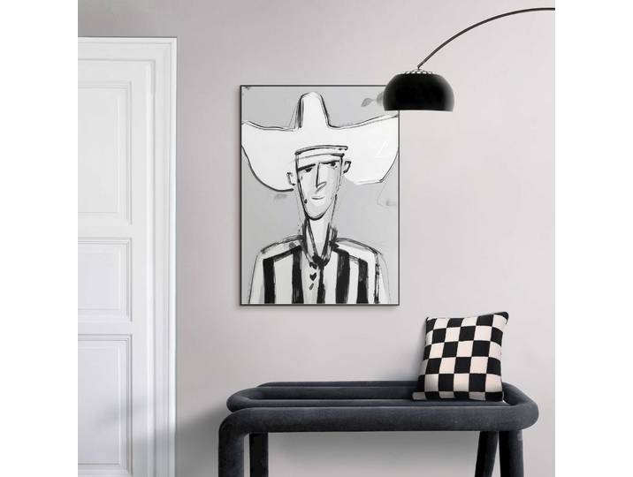 Bild mit Rahmen REINDERS Western Man , schwarz-weiss (farbe bild(er): schwarz, weiß), Bilder, B/H/T: 50cm x 70cm x 1,6cm, Menschen, 1 Stk., MDF, Bild mit Rahmen, Wohnzimmer - Schwarz-Weiss - MDF - Menschen - 50x70 cm, B:50cm H:70cm T:1,6cm