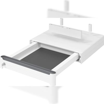 bümö Schreibtisch Organizer Schublade abschließbar aus Kunststoff in weiß mit Schloss & Antirutschmatte - Design reddot winner 2020, Premium