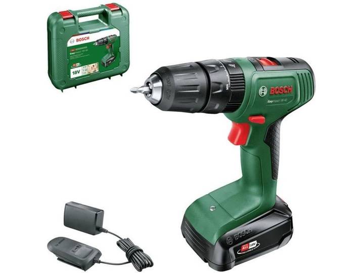 Perceuse à chocs Bosch EasyImpact 18V40 + (1 batterie 2\,0 Ah) + chargeur AL18V-20 dans un coffret de transport