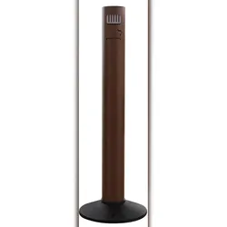 Stil Casa Aschenbecher Säule, lackiertes Aluminium, Ø 35xh. 105 cm, schwarzer Kunststoffsockel, internes Behältnis, Schlossverschluss, Corten.