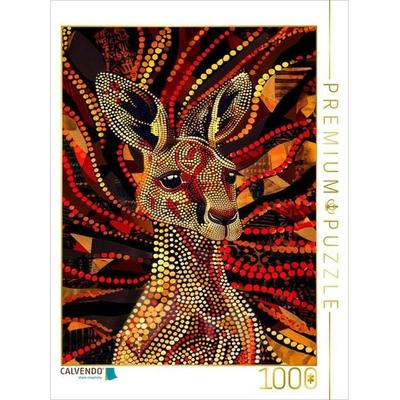 CALVENDO Puzzle Känguru im Stile der Aborigine-Kunst | 1000 Teile Lege-Größe 64x48cm Foto-Puzzle für glückliche Stunden