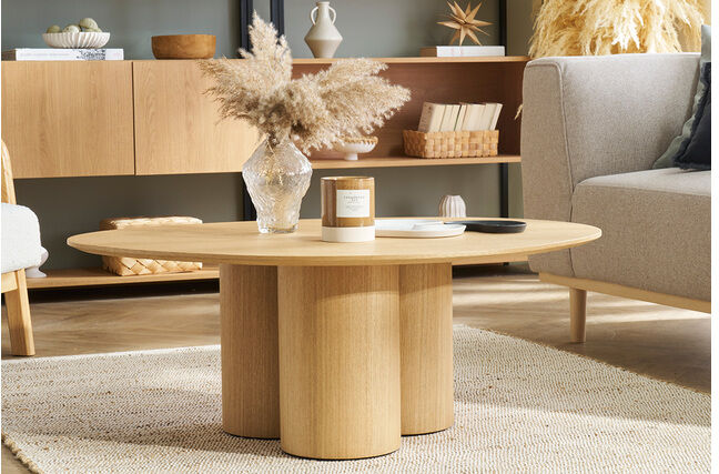 Miliboo Design-Couchtisch aus hellem Holz B100 cm HOLLEN