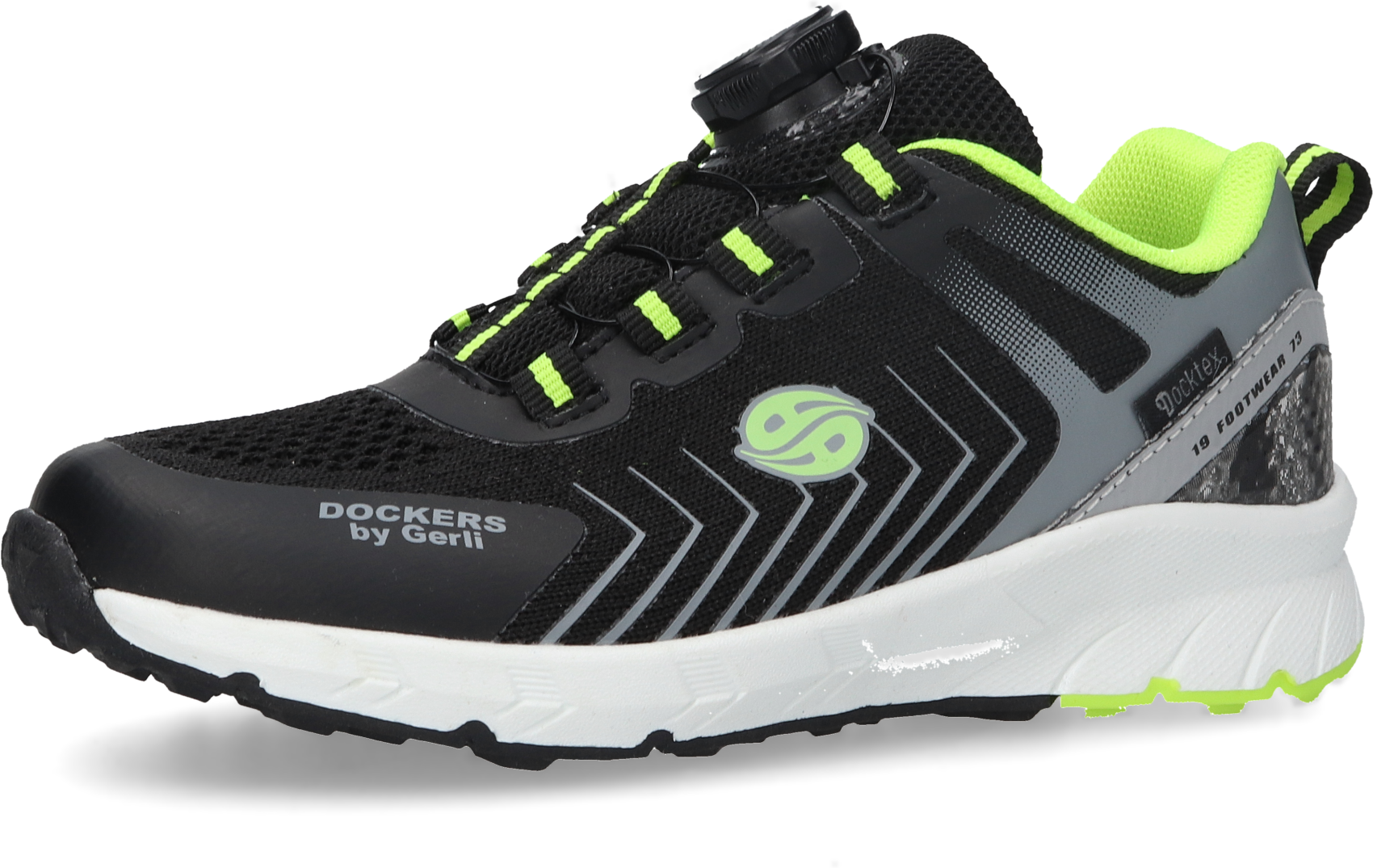 Sneaker DOCKERS BY GERLI, Mädchen, Gr. 33, Textil, schwarz, grau, lime, Schuhe Sneaker, Freizeitschuh, Sportsneaker mit Drehverschluss, Leichtgewicht